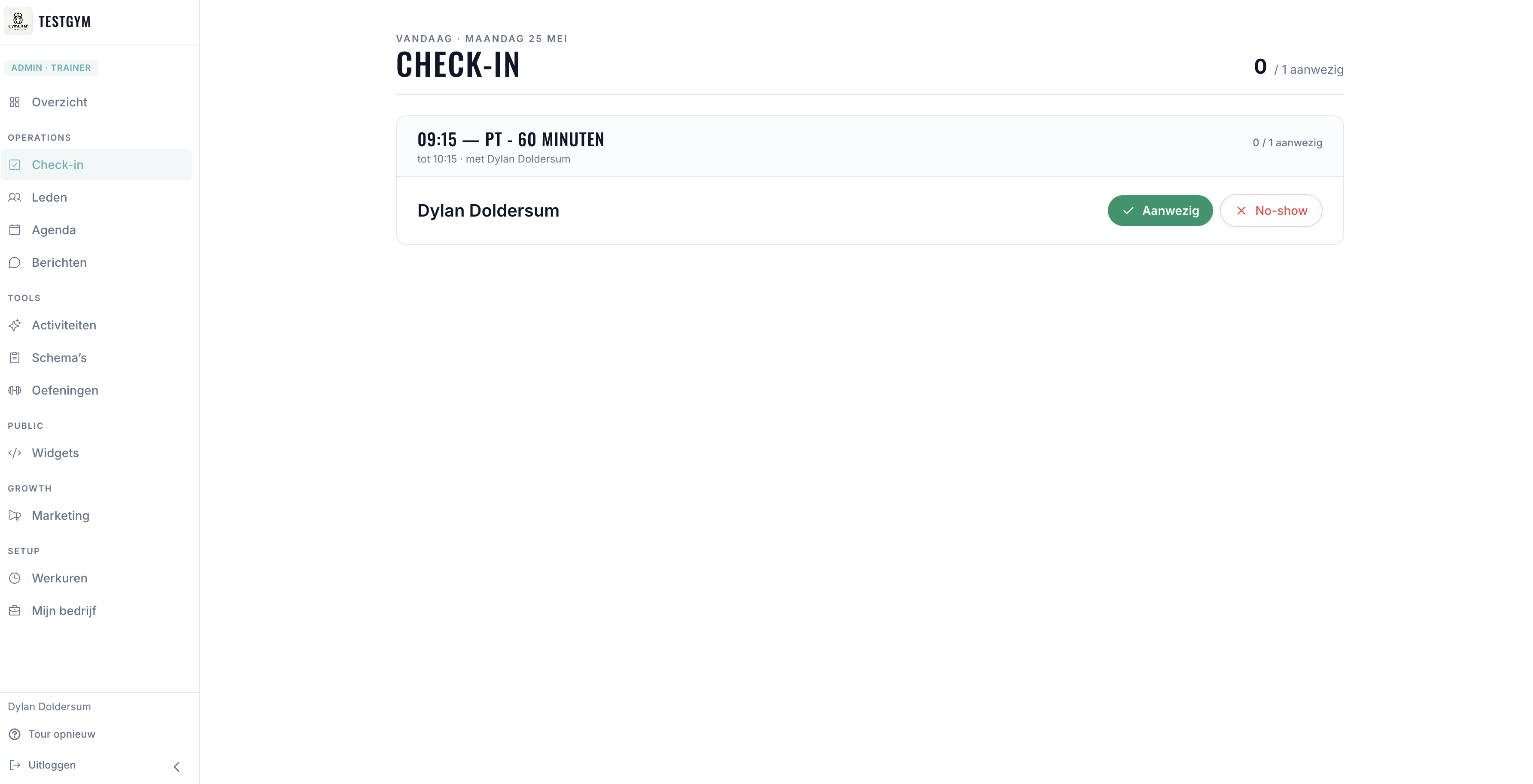 Check-in op de vloer